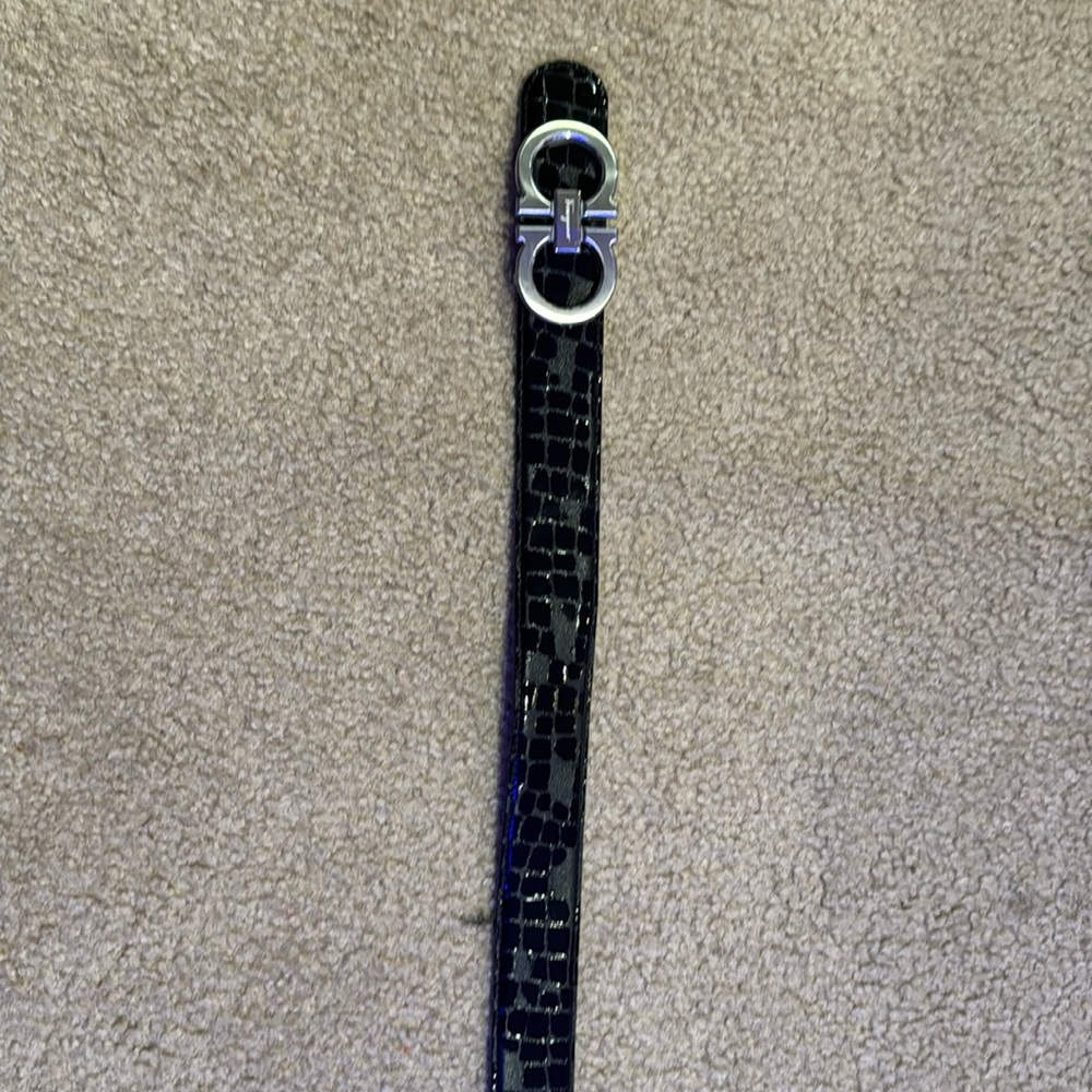 Black patterned leather Ferragamo belt